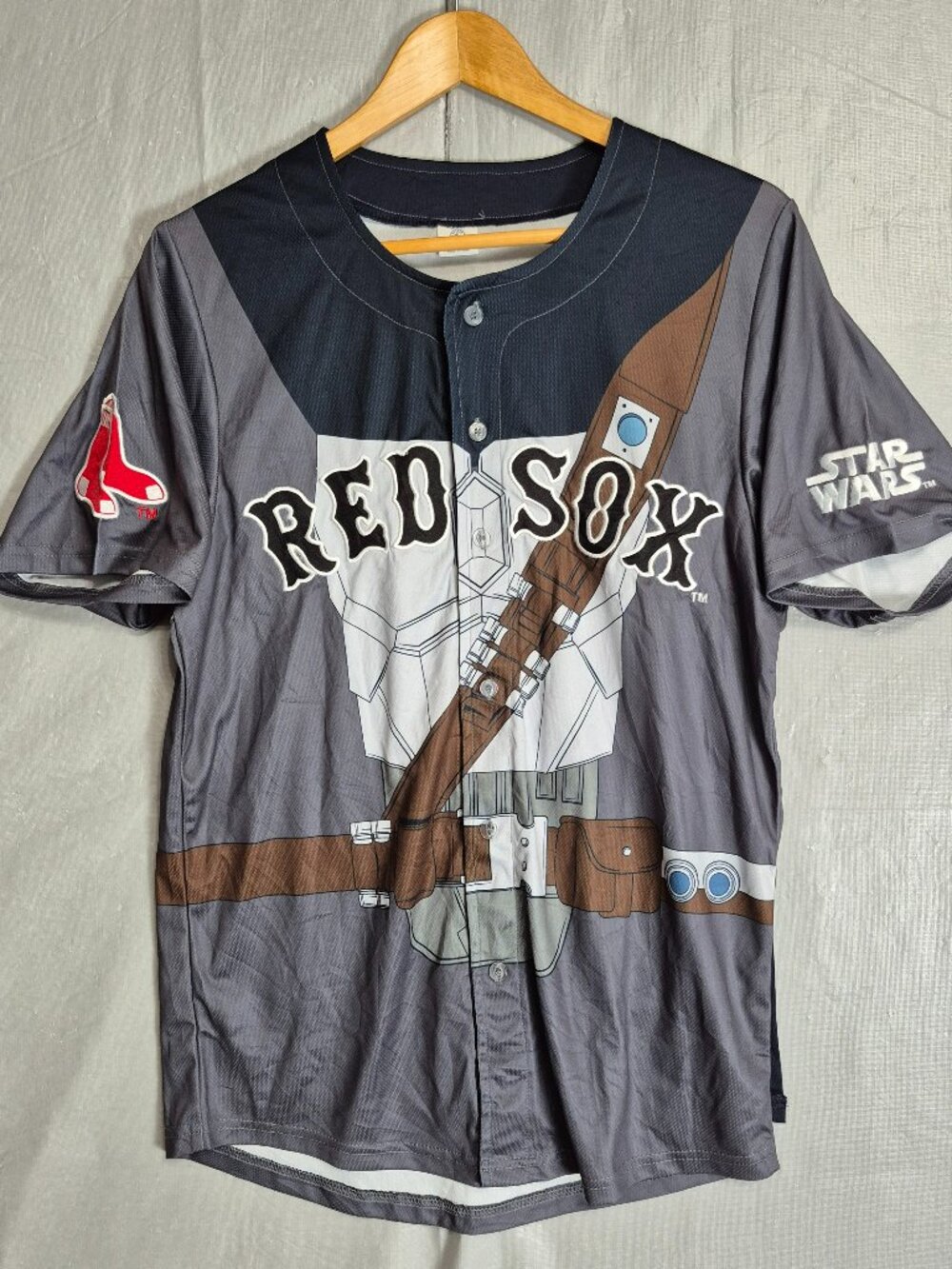 Boston Red Sox Star Wars Jersey Detachable Cape Mens Small Buttons Stretch 0638